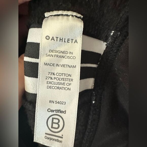Athleta 24/7 Striped Crew Sweatshirt Black White Sporty Athleisure XS Petite - Picture 5 of 7